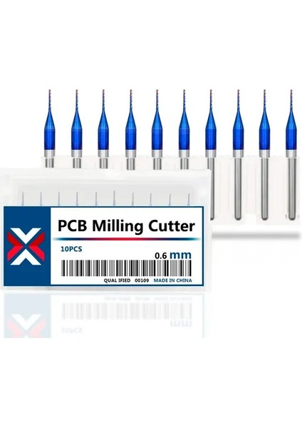 10 Adet 0.6mm Xcan Pcb Freze Kesicisi 0.5/0.6/0.8/1.2/1.4/1.7/1.8/2.2/2.4mm Nano Mavi Kaplamalı 1/8 Shank Mısır Freze Kesicisi End Mill Cnc Kesici (Yurt Dışından)