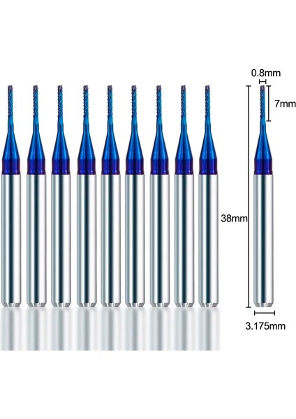 10 Adet 0.6mm Xcan Pcb Freze Kesicisi 0.5/0.6/0.8/1.2/1.4/1.7/1.8/2.2/2.4mm Nano Mavi Kaplamalı 1/8 Shank Mısır Freze Kesicisi End Mill Cnc Kesici (Yurt Dışından) modelleri