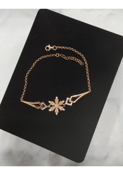 Rose Renkli Lotus Çiçeği Gümüş Bileklik