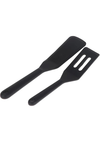 Siyah 2 Adet Silikon Spatula Seti Bisküvi Spatula Kızarmış Yumurta Spatula Biftek Spatula Tava Küçük Spatula Mutfak Aracı Pişirme Tencere Seti (Yurt Dışından)