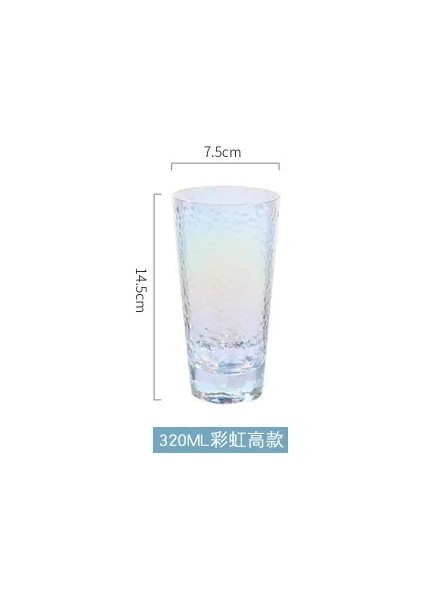 Highball Cam S Gökkuşağı Kristal Cam Renkli Çekiç Kaplama Highball Bira Bardağı Iyon Kaplama Şarap Kokteyl Cam Kupa Kahve Fincanı Isıya Dayanıklı (Yurt Dışından)