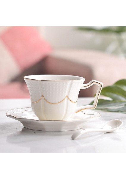 Stil 5 101-200 ml Seramik Bardak ve Tabaklar Kahve Fincanı Seti Continental Düz Renk Ingilizce Öğleden Sonra Çay Bardağı Seti Kahve Fincanı (Yurt Dışından)