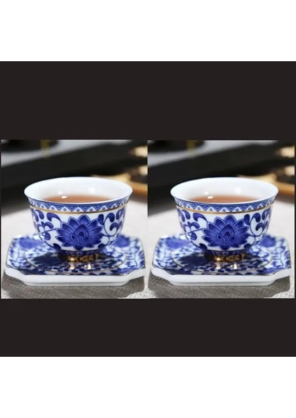Af Mavi ve Beyaz Çiçek Çay Fincan Tabağı ile Porselen Çay Kase Jingdezhen Seramik Kung Fu Çay Fincanı Kahve Bira Şarap Kupası (Yurt Dışından)
