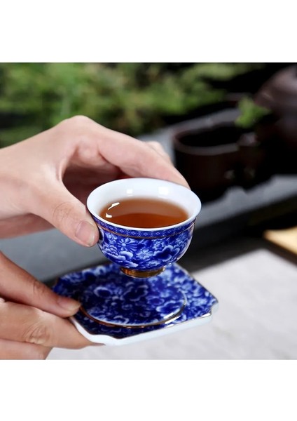 Af Mavi ve Beyaz Çiçek Çay Fincan Tabağı ile Porselen Çay Kase Jingdezhen Seramik Kung Fu Çay Fincanı Kahve Bira Şarap Kupası (Yurt Dışından) fırsatları