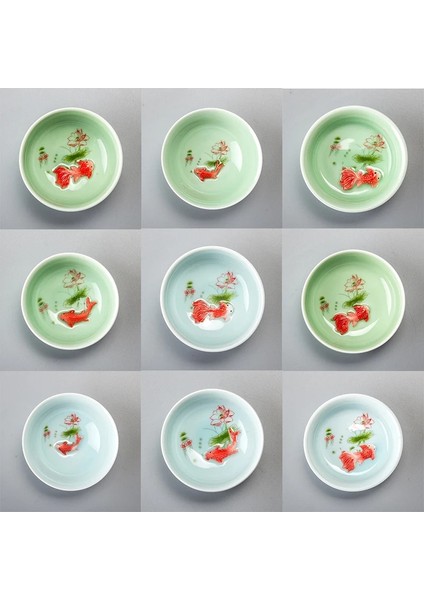 Yeşil 3 Çin Çay Bardağı Porselen Seladonlar Balık Çay Fincanı Seti Çaydanlık Drinkware Seramik Çin Kung Fu Çay Seti Seramik Fincan Çin Hediye D042 (Yurt Dışından) indirimleri