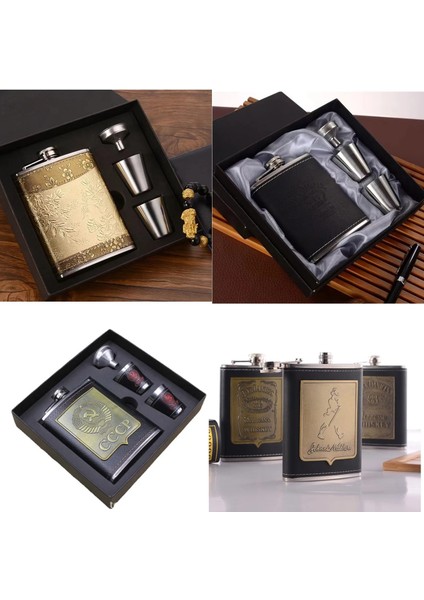 8oz JH11 7oz 8oz Taşınabilir Paslanmaz Çelik Cep Şişesi Flagon Viski Karaf Deri Kapak Şişe Huni Seyahat Drinkware Şarap Bardağı (Yurt Dışından) fiyatları