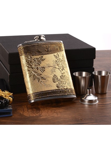 8oz JH11 7oz 8oz Taşınabilir Paslanmaz Çelik Cep Şişesi Flagon Viski Karaf Deri Kapak Şişe Huni Seyahat Drinkware Şarap Bardağı (Yurt Dışından) fırsatları