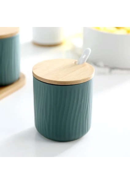 Stil 6 Klasik Ağaç Desen Seramik Baharat Pot Kaşık ve Kapaklı Ev Baharat Şişesi Kavanoz Mutfak Şişe Yağ Tuz Biber (Yurt Dışından) indirimleri