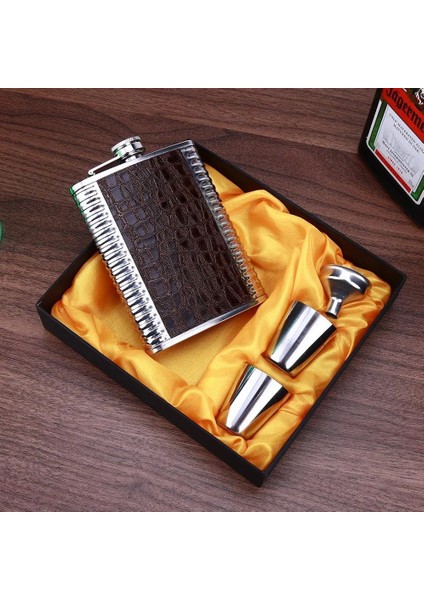8 Oz Kahverengi Tek 8 Oz Cep Flagon Paslanmaz Çelik Cep Şişesi Viski Karaf Şarap Alkollü Içecek Kupası Seyahat Turu Drinkware Kutusu ile Erkekler Için Hediyeler (Yurt Dışından)