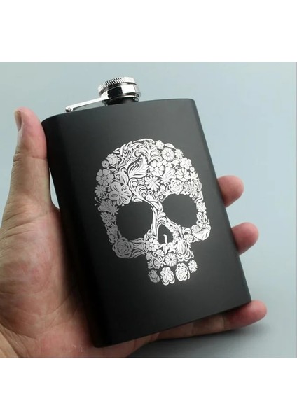 Stil 8 8 Ons Mini Kafatası Kgb Hip Mataralar Yaratıcı Baskı Paslanmaz Çelik Viski Votka Drinkware Taşınabilir Flagon Alkol Şişesi (Yurt Dışından)