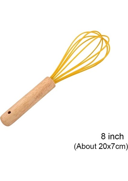 8 Inç Manuel Yumurta Çırpıcı Ahşap Saplı Silikon Mikser Yumurta Çırpıcı Çırpma Mutfak Alet Yumurta Krem Karıştırma Mutfak Pişirme Pasta Araçları (Yurt Dışından)