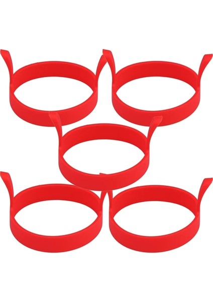 Kırmızı 5 Adet 8x Silikon Halka Kızarmış Yumurta Kalıp Yapışmaz Gözleme Halka Kalıpları Isıya Dayanıklı Çok Fonksiyonlu Taşınabilir Yaratıcı Pişirme Için Dıy Aracı (Yurt Dışından)