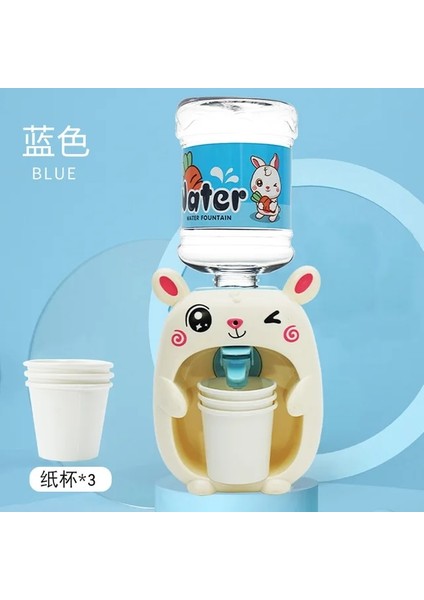 1162B-TAVŞAN Mavi Mini Su Sebili Simülasyon Aletleri Çocuklar Için Sevimli Ördek Tavşan LED Su Soğutucu Suyu Yapımcısı Makinesi ile Içme Çeşmesi (Yurt Dışından)