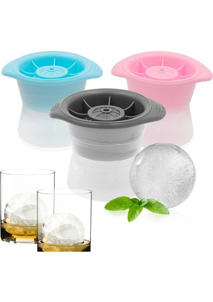 Pembe 8 cm Viski Yuvarlak Buz Küpü Makinesi Silikon Top Şekli Küresel Buz Küpü Kalıp Makinesi Hızlı Dondurucu Buz Kalıp Tepsisi Mutfak Aletleri (Yurt Dışından) indirimleri