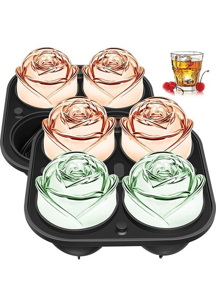4 Top 1 Adet 3D Gül Buz Kalıpları Ekstra Büyük Buz Küpü Tepsileri 4 Dev Sevimli Çiçek Şekilli Buz Silikon Kauçuk Eğlenceli Büyük Buz Topu Yapımcısı Bar Aracı (Yurt Dışından)