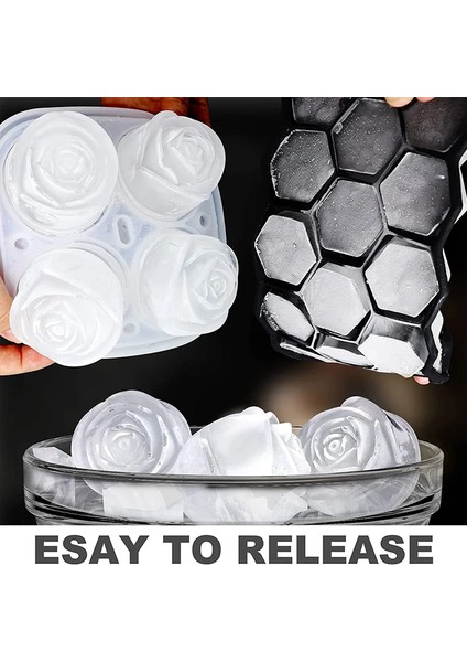 4 Top 1 Adet 3D Gül Buz Kalıpları Ekstra Büyük Buz Küpü Tepsileri 4 Dev Sevimli Çiçek Şekilli Buz Silikon Kauçuk Eğlenceli Büyük Buz Topu Yapımcısı Bar Aracı (Yurt Dışından)