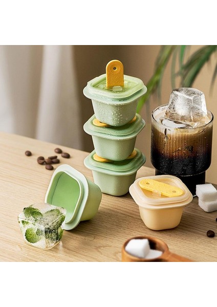Yeşil 3 Adet Yeniden Kullanılabilir Popsicles Kalıpları Kapaklı ve Sopa Ev Yapımı Taşınabilir Dondurma Yapma Makinesi Dıy Tek Bölmeli Buz Küpü Kalıp Parti (Yurt Dışından)