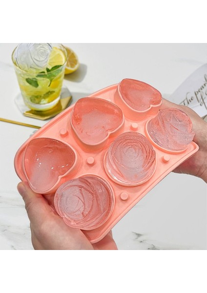 Yeşil Yeni 3D Silikon Gül Şekli Buz Küpü Tepsileri Yeniden Kullanılabilir 3 Gül ve 3 Kalp Buz Küpü Kalıp Bpa Ücretsiz Dıy Kapaklı Buz Yapıcı Bar Aletleri (Yurt Dışından) fiyatları