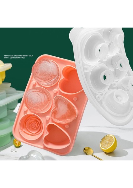 Yeşil Yeni 3D Silikon Gül Şekli Buz Küpü Tepsileri Yeniden Kullanılabilir 3 Gül ve 3 Kalp Buz Küpü Kalıp Bpa Ücretsiz Dıy Kapaklı Buz Yapıcı Bar Aletleri (Yurt Dışından) modelleri