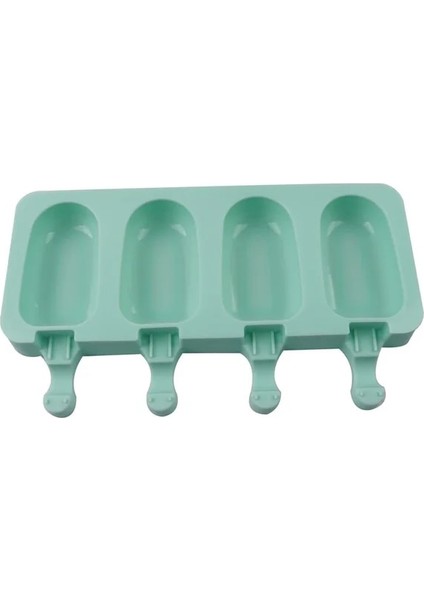 Yeşil 1 Pc Silikon 4 Delik Dondurma Kalıpları Popsicle Kalıp Tatlı Dondurucu Meyve Buzlu Şeker Yapma Makinesi Kalıp Dıy Ev Yapımı Dondurma Kalıp Sopa ile (Yurt Dışından)