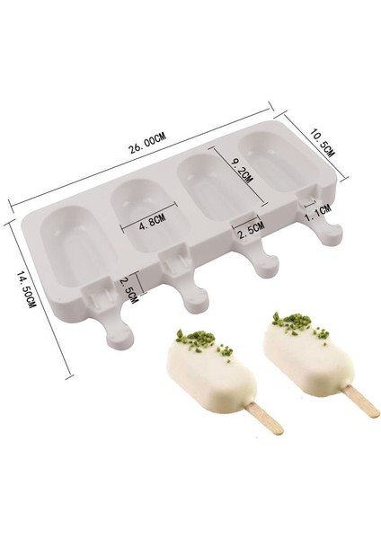 Yeşil 1 Pc Silikon 4 Delik Dondurma Kalıpları Popsicle Kalıp Tatlı Dondurucu Meyve Buzlu Şeker Yapma Makinesi Kalıp Dıy Ev Yapımı Dondurma Kalıp Sopa ile (Yurt Dışından)