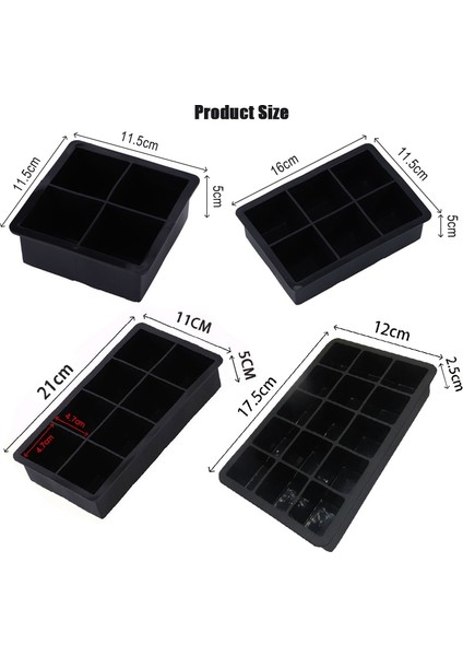 Kapak Yok-6plaid 2 Adet 4/6/8/15 Izgara Büyük Buz Kalıbı Kalıp Dev Jumbo Büyük Gıda Sınıfı Silikon Buz Küpü Kare Tepsi Kalıp Dıy Buz Yapım Makinesi Buz Küpü Tepsisi (Yurt Dışından)