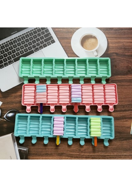 Beyaz 8-Kavite Silikon Dondurma Kalıp Yapı Taşları Dıy Ev Yapımı Popsicle Kalıpları Tatlı Buz Pop Lolly Maker Yeniden Kullanılabilir Aracı (Yurt Dışından) fırsatları