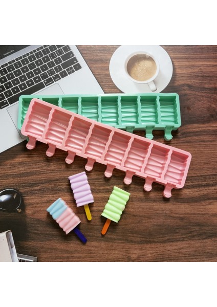 Beyaz 8-Kavite Silikon Dondurma Kalıp Yapı Taşları Dıy Ev Yapımı Popsicle Kalıpları Tatlı Buz Pop Lolly Maker Yeniden Kullanılabilir Aracı (Yurt Dışından) indirimleri