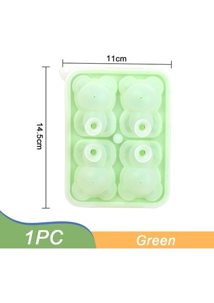 4 Izgara Ayı-Yeşil 4 Izgara 3D Küçük Ayıcık Şekilli Buz Kalıbı Silikon Ayı Buz Küpü Kalıp Kahve Süt Çay Viski Makinesi Ev Dondurma Kalıbı (Yurt Dışından)