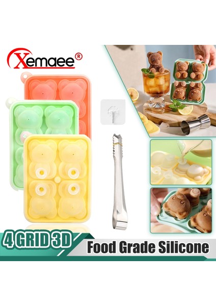 4 Izgara Ayı-Yeşil 4 Izgara 3D Küçük Ayıcık Şekilli Buz Kalıbı Silikon Ayı Buz Küpü Kalıp Kahve Süt Çay Viski Makinesi Ev Dondurma Kalıbı (Yurt Dışından) modelleri