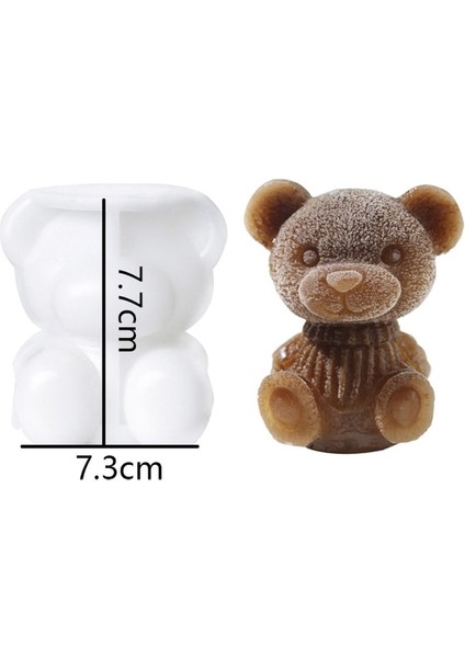 Bear-03 3D Buz Küpü Makinesi Küçük Teddy Bear Şekil Çikolatalı Kek Kalıp Tepsi Dondurma Dıy Aracı Viski Şarap Kokteyl Silikon Kalıp (Yurt Dışından)