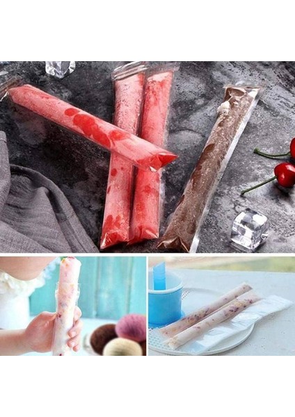 20XBAG ve Huni 5.5X28 cm Tek Kullanımlık Popsicle Kalıp Çantası Dondurucu Çanta Yaz Popsicle Ev Yapımı Yapma Aracı Farklı Dondurma Tatları Için Uygun (Yurt Dışından)