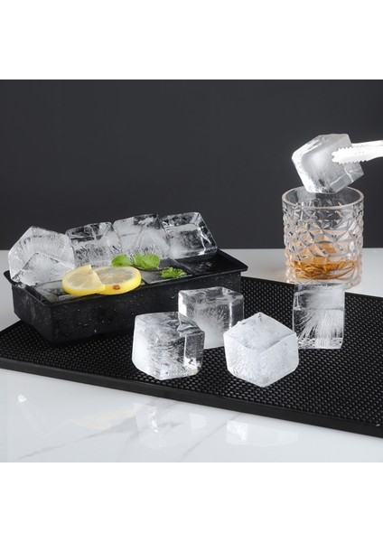 Kapaklı 8 Izgara Büyük Buz Küpü Kalıp Büyük Kare Buz Tepsisi Silikon Buz Yapıcı Kalıp Viski Hokeyi Kokteyl Diy Bar Pub Şarap Buz Blokları Yapımcısı Modeli (Yurt Dışından)