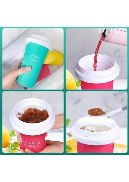 Pembe Hızlı Dondurulmuş Smoothie Kum Bardağı Yaz Sıkma Ev Yapımı Milkshake Şişesi Tutam Hızlı Soğutma Sihirli Fincan Dondurma Slushy Maker Yeni (Yurt Dışından)