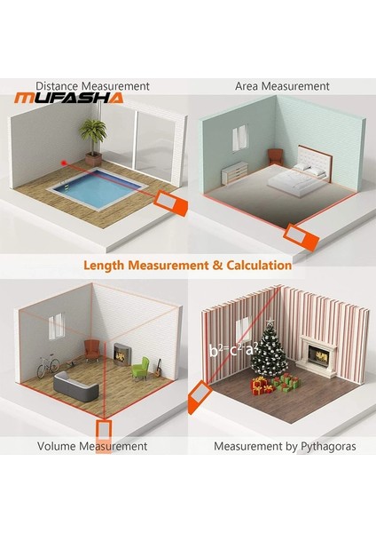 JP40 Mufasha Taşınabilir Lazer Mesafe Ölçer Dijital Ölçüm Aracı Uzaklık Ölçer (Yurt Dışından) indirimleri