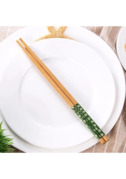 Yeşil 1 Çift Doğal Bambu Çubuklarını Yeniden Kullanılabilir Geleneksel El Yapımı Çin Klasik Ahşap Çubuklarını Suşi Mutfak Aracı 24 cm Tencere (Yurt Dışından)