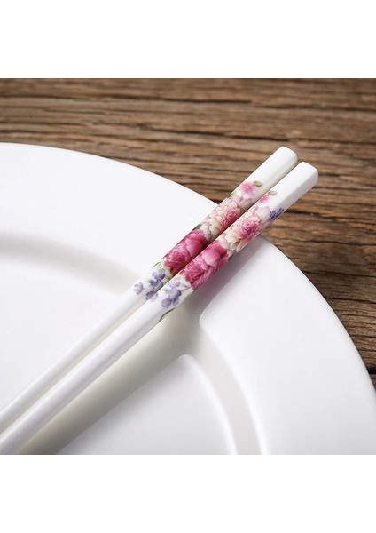 F Seramik Yemek Çubukları Çevre Dostu Mutfak Aracı Çin Yemek Çubukları Kaymaz Seramik Sofra Çiçek Serisi (Yurt Dışından)