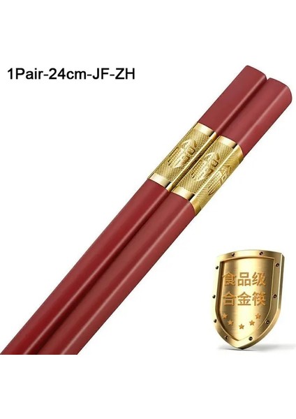 24CM-1PAIR-JF-ZH Şenlikli Kırmızı Yemek Çubukları Otel Ev Hediyesi Yüksek Dereceli Kaymaz ve Küf Geçirmez Suşi Çubuğu Dezenfeksiyon Dolabına Uygun (Yurt Dışından)