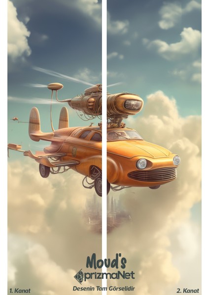 Uçan Araba Desenli Baskılı Çocuk ve Bebek Odası Fon Perdesi 2 Kanat - Prd-01 modelleri