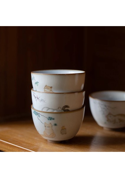 Stil C Luwu Seramik Çay Fincanı Sevimli Kedi Çin Çay Bardağı Drinkware (Yurt Dışından)