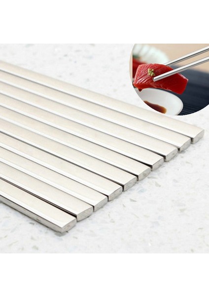 5 Çift 23CM Gümüş 5 Çift Düz Çubuk Çin Kore Yemek Çubukları Yüksek Kaliteli Paslanmaz Çelik Çubuklar Japonya Suşi Mutfak Aksesuarları (Yurt Dışından)