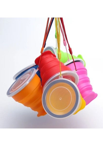 Turuncu 200 ml Katlanır Bardak Silikon Ölçeklenebilir Renkli Taşınabilir Açık Kahve El Fincan Bisfenol Olmadan Bir Gıda Sınıfı Su Bardağı Seyahat (Yurt Dışından)