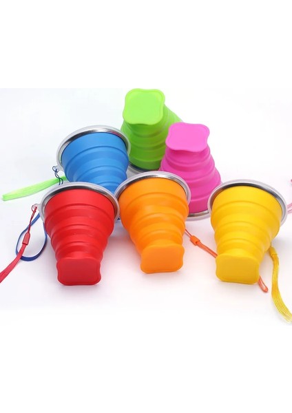 Turuncu 200 ml Katlanır Bardak Silikon Ölçeklenebilir Renkli Taşınabilir Açık Kahve El Fincan Bisfenol Olmadan Bir Gıda Sınıfı Su Bardağı Seyahat (Yurt Dışından)