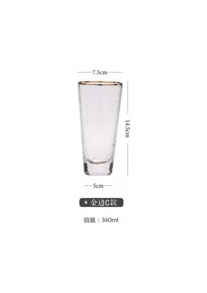 Highball Altın Kenar S Gökkuşağı Kristal Cam Renkli Çekiç Kaplama Highball Bira Bardağı Iyon Kaplama Şarap Kokteyl Cam Kupa Kahve Fincanı Isıya Dayanıklı (Yurt Dışından)