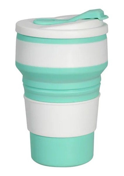 Yeşil 350 ml Silikon Pp Katlanır Bardak Katlanabilir Kupa Kapaklı Kahve Seyahat Açık Havada Taşınabilir Su Içme Çay Bardak Çok Fonksiyonlu (Yurt Dışından)