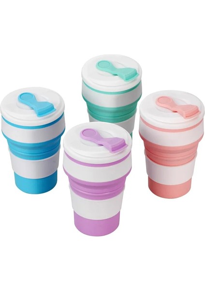 Yeşil 350 ml Silikon Pp Katlanır Bardak Katlanabilir Kupa Kapaklı Kahve Seyahat Açık Havada Taşınabilir Su Içme Çay Bardak Çok Fonksiyonlu (Yurt Dışından)