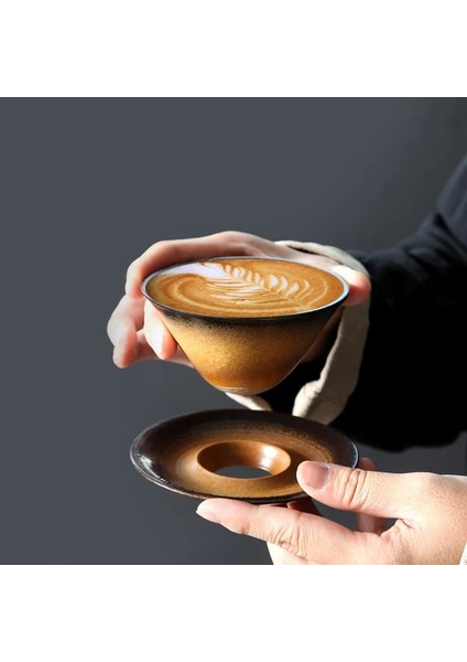 E 180 ml 1 Takım Yaratıcı Seramik Kahve Fincanı ve Tabağı Seti Latte Kahve Kupa Çömlek Çay Fincanı Porselen Öğleden Sonra Çay Kupaları Kahvaltı Süt Fincan (Yurt Dışından)