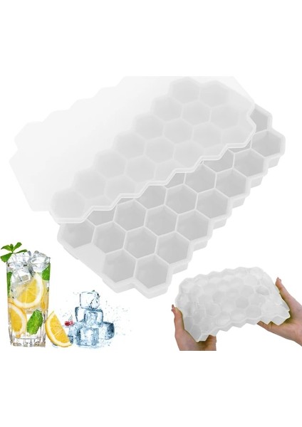 Beyaz Kapaklı 37 Kavite Petek Buz Küpü Tepsileri Yeniden Kullanılabilir Silikon Buz Küpü Kalıp Bpa Ücretsiz Buz Makinesi Çıkarılabilir Kapaklı (Yurt Dışından)