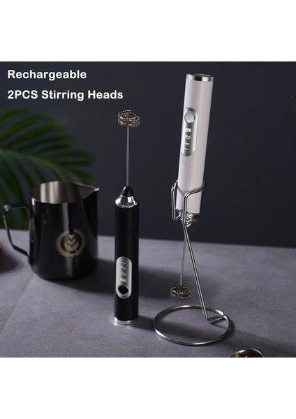 Siyah B USB Şarj Edilebilir El Elektrikli Süt Köpürtücü Çırpma Kahve Mikser Yumurta Çırpıcı 3 Hız Süt Çalkalayıcı Mikser Köpürtücü Gıda Blender (Yurt Dışından)