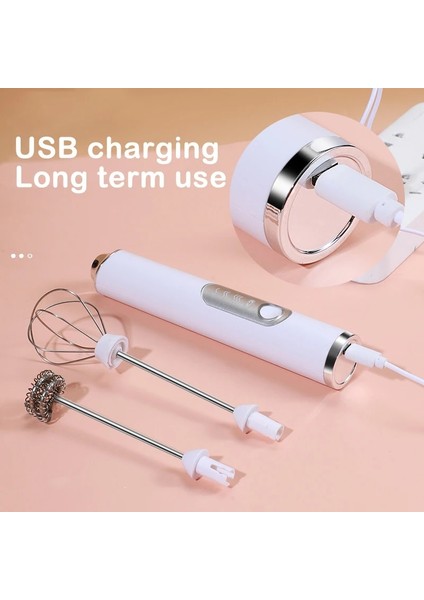 Siyah B USB Şarj Edilebilir El Elektrikli Süt Köpürtücü Çırpma Kahve Mikser Yumurta Çırpıcı 3 Hız Süt Çalkalayıcı Mikser Köpürtücü Gıda Blender (Yurt Dışından)